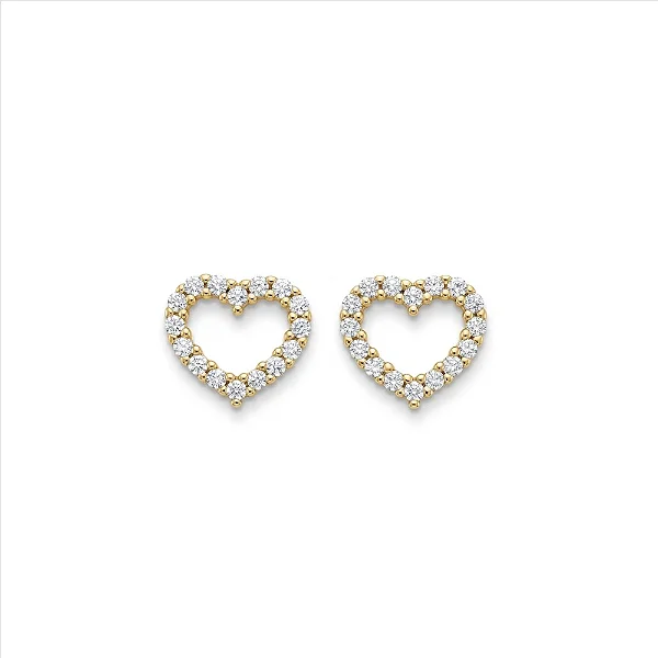 Brinco de Coração Vazado Borda Cravejada M