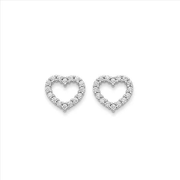 Brinco de Coração Vazado Borda Cravejada M