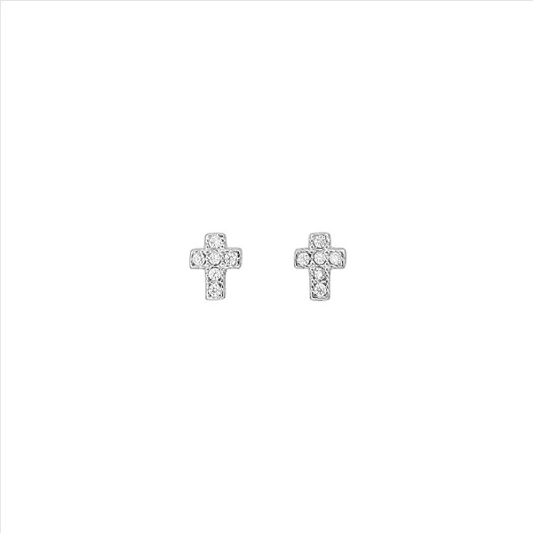 Brinco de Cruz Mini Cravejado