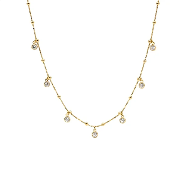 Choker Bolinhas e Pingentes de Ponto de Luz