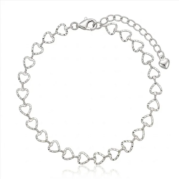 Pulseira Elos Corações Vazados Granitados