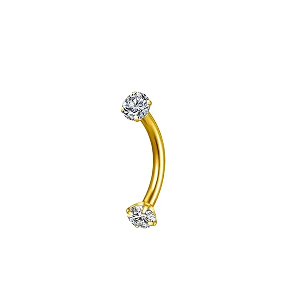 Piercing Bananinha 12mm 2 Zircônias