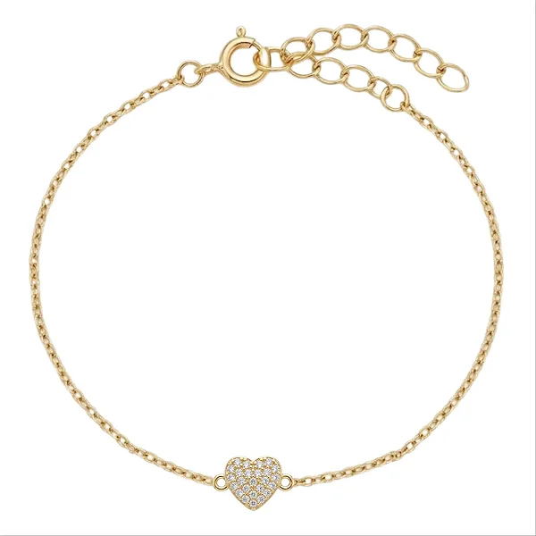 Pulseira Coração Pequeno Cravejado Pavê