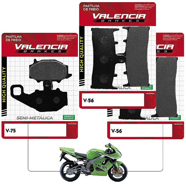 Jogo Pastilha Freio Dianteiro+Traseiro Zx 6R 600-900 Ninja Valencia Brakes