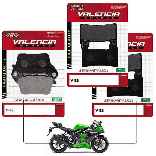 Jogo Pastilha Freio Dianteiro+Traseiro Zx 6R 636/ Zx 6R 636 Abs Valencia Brakes