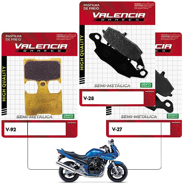 Jogo Pastilha Freio Dianteiro+Traseiro Gsf Bandit 650/ S Bandit 2005 Valencia Brakes