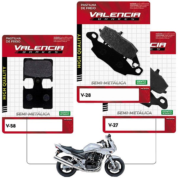 Jogo Pastilha Freio Dianteiro+Traseiro Gsf Bandit 650/ S Bandit 2005 Valencia Brakes