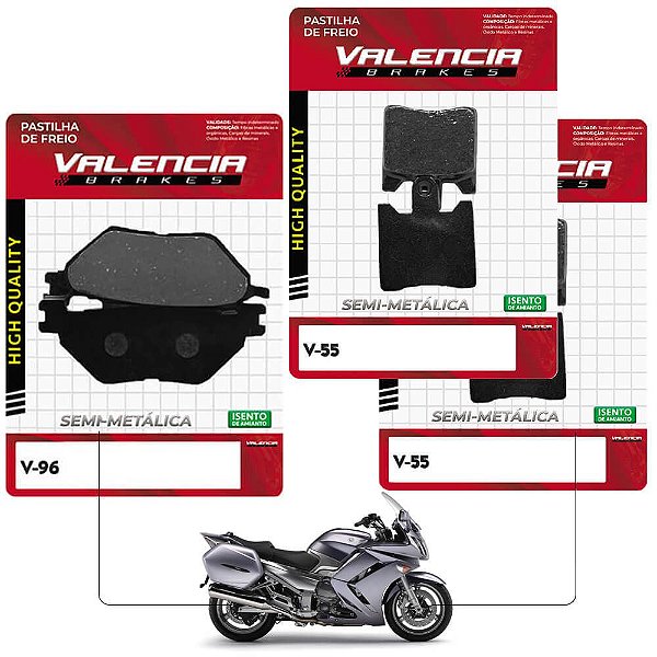 Jogo Pastilha Freio Dianteiro+Traseiro Yamaha Fjr 1300 Abs Valencia Brakes