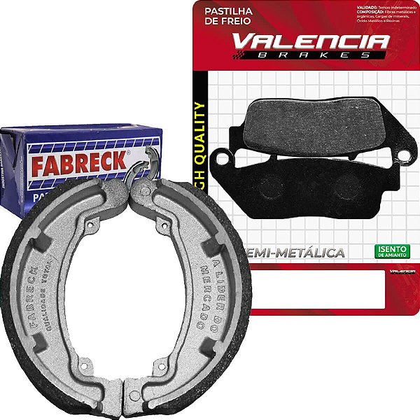 Kit Pastilha + Lona Freio Vt Magna 125 1997 Em Diante Valencia Brakes/Fabreck