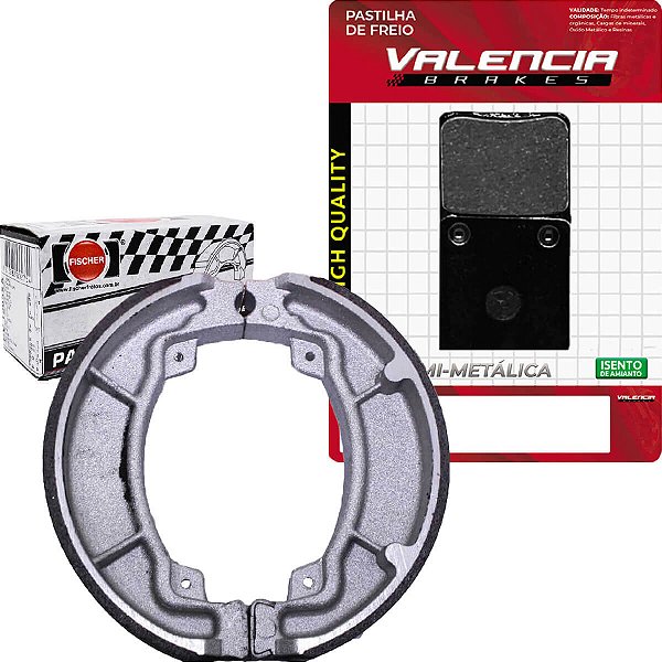 Kit Pastilha + Lona Freio Ml 125/ Cbx Strada 200 Valencia Brakes/Fischer