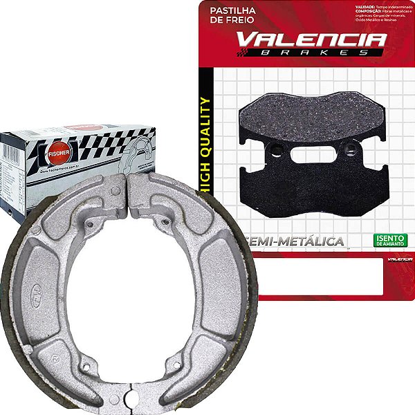 Kit Pastilha + Lona Freio Lead 110/ Elite 125 Valencia Brakes/Fischer