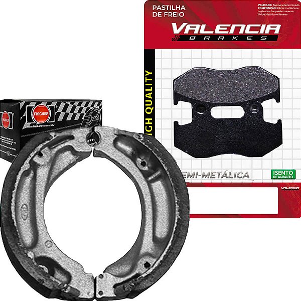 Kit Pastilha + Lona Freio Xlx 350 R 1987 a 1991 Valencia Brakes/Fischer