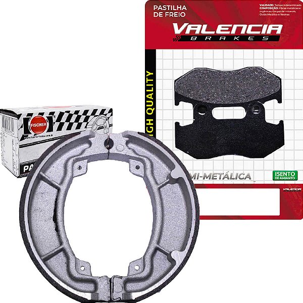 Kit Pastilha + Lona Freio Xl 600 R 1983 a 1987 Valencia Brakes/Fischer