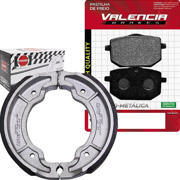 Kit Pastilha + Lona Freio Dt 180 Z/ Tdr 180 1988 a 1992 Valencia Brakes/Fischer