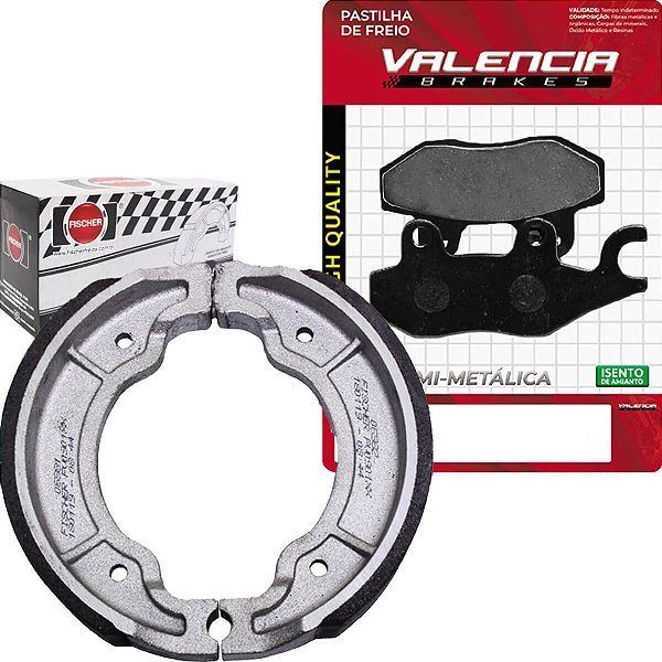 Kit Pastilha + Lona Freio Xtz 125 2002 a 2016 Valencia Brakes/Fischer