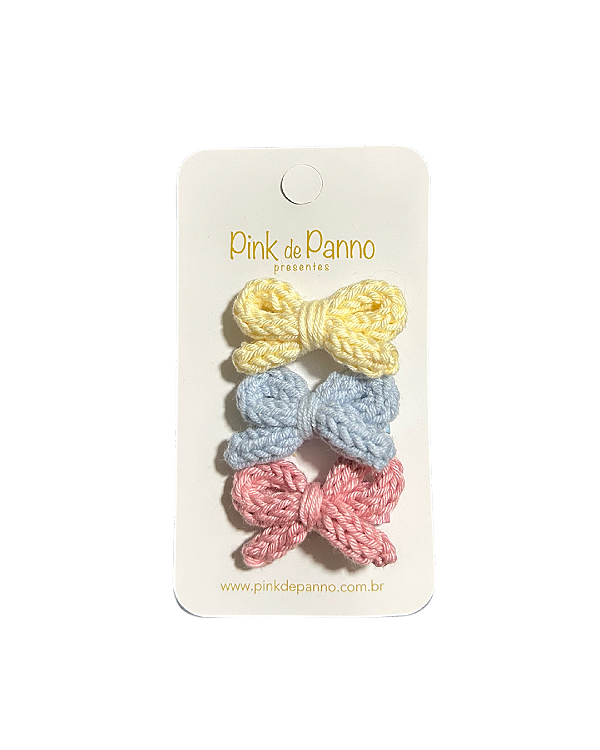 Kit 3 Laços de Crochê Micro
