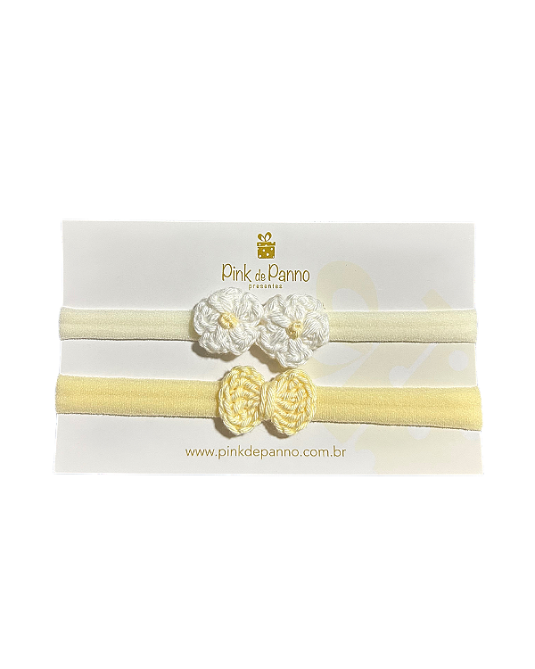 Kit 2 Faixa de Crochê Flor e Laço 2