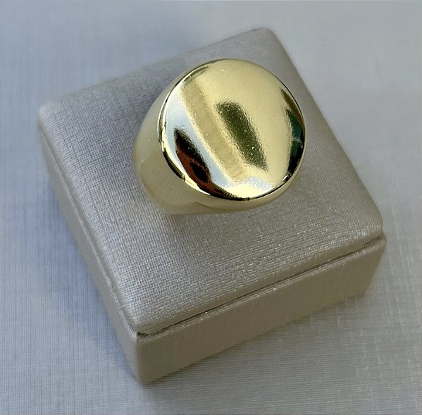 Anel ajustável robusto liso banhado a ouro 18k