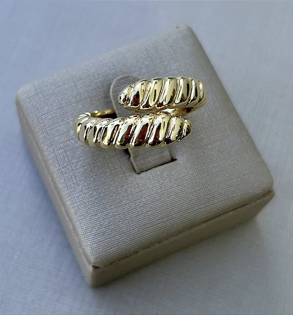 Anel ajustável snake em banho de ouro 18k