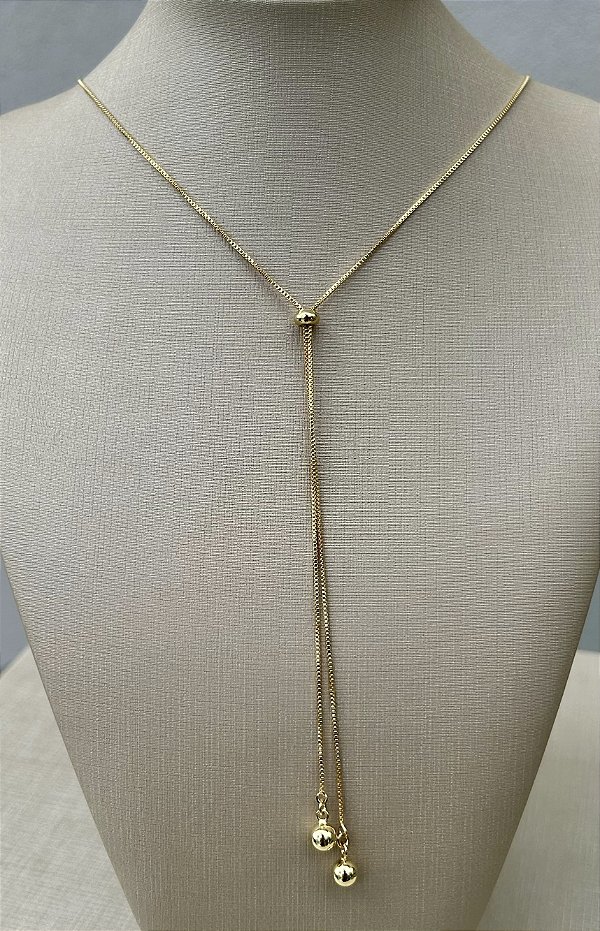 Colar gravata com banho de ouro 18k