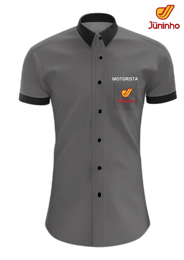 CAMISA MASCULINA MOTORISTA MANGA CURTA - CINZA