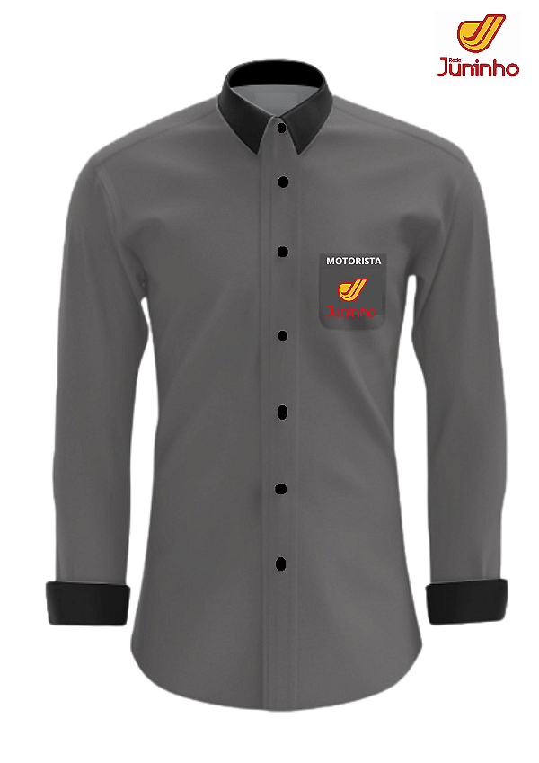 CAMISA MASCULINA MOTORISTA MANGA LONGA - CINZA