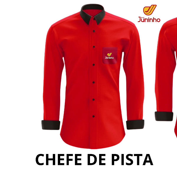 CAMISA MASCULINA MANGA LONGA VERMELHA - CHEFE DE PISTA