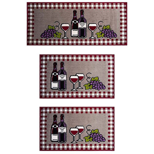 Kit Cozinha 3 Peças Renaissance Vinho 10 Vermelho