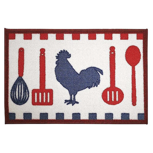 Tapete para Cozinha Clean 6 Branco-Vermelho 0,40X0,60M
