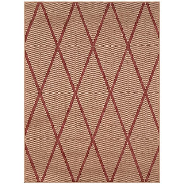 Tapete Sisal Eco Nature Geo 67 Bege-Vermelho 1,00x1,50M