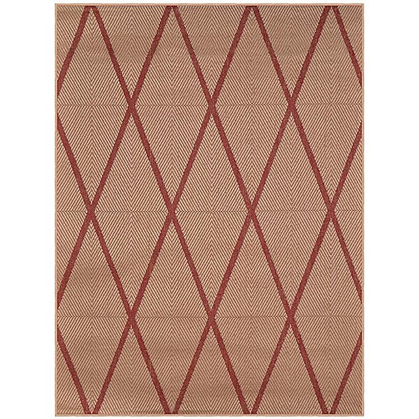 Tapete Sisal Eco Nature Geo 67 Bege-Vermelho 0,50x0,80M