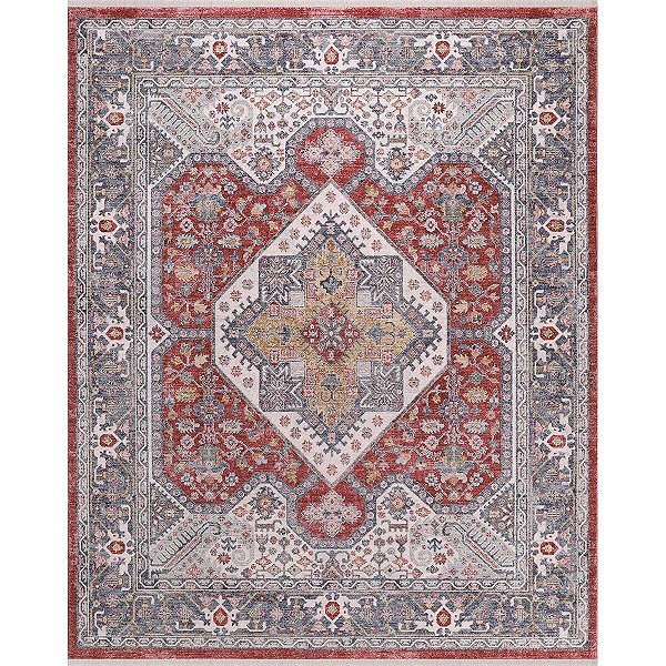 Tapete para Sala Coliseo 05 Cinza e Vermelho 2,50X3,10M