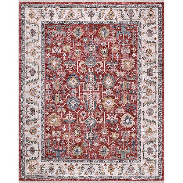 Tapete para Sala Coliseo 04 Vermelho e Cinza 2,50X3,10M