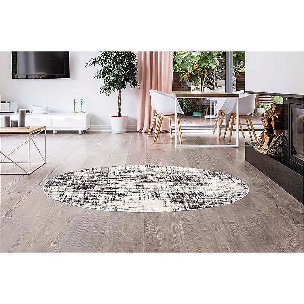 Tapete para Sala Belga Liege 2 Bege-Cinza 1,50M Redondo