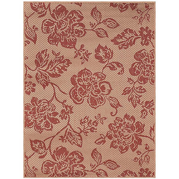 Passadeira Eco Nature Flora 67 Bege-Vermelho 0,57x1,80M