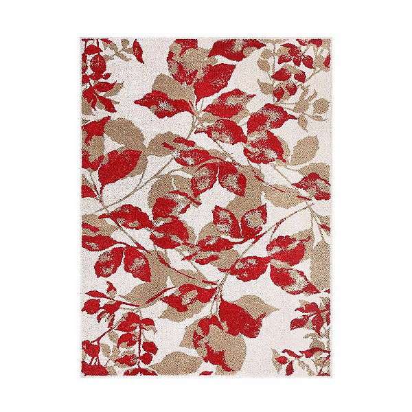 Passadeira Classic Leaf 67 Bege-Vermelho 0,57X1,80M