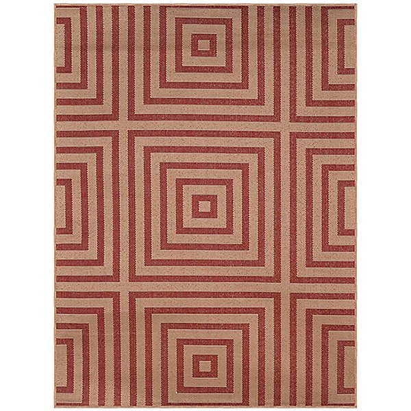 Tapete Eco Nature Labirinto 67 Bege-Vermelho 2,00x3,00M