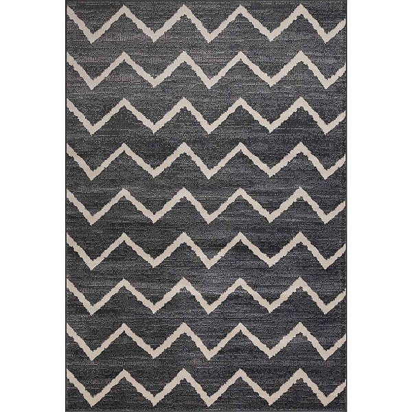 Tapete para Sala Soft Chevron Cinza Escuro 2,00X2,50M - Qaza