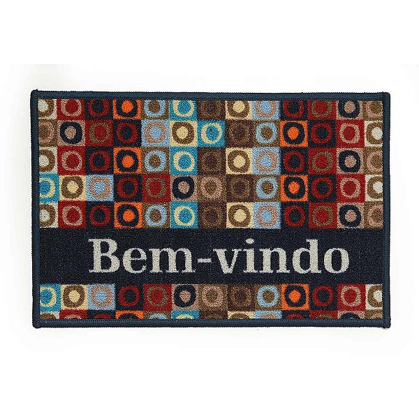 Tapete de Entrada Cleankasa Bem Vindo Circulos 0,40X0,60M