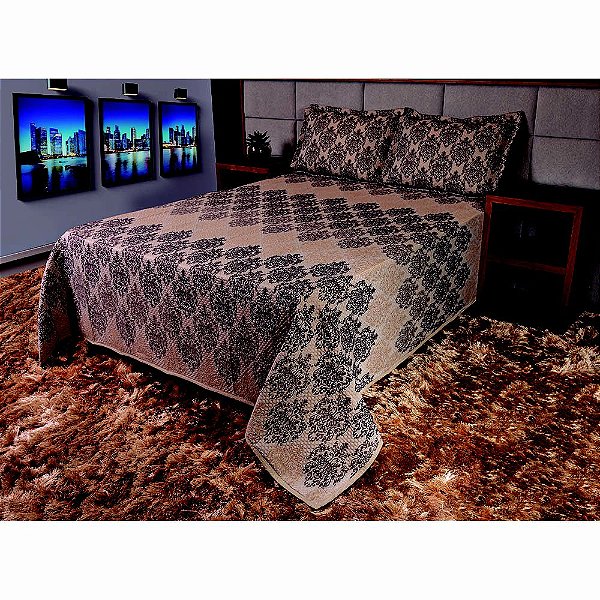 Kit Colcha Solteiro MontBlanc Imperatriz 74 Bege Queimado