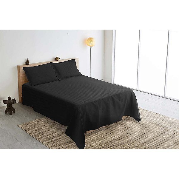 Kit Colcha Solteiro Colony Bricks 50 Preto - J Serrano