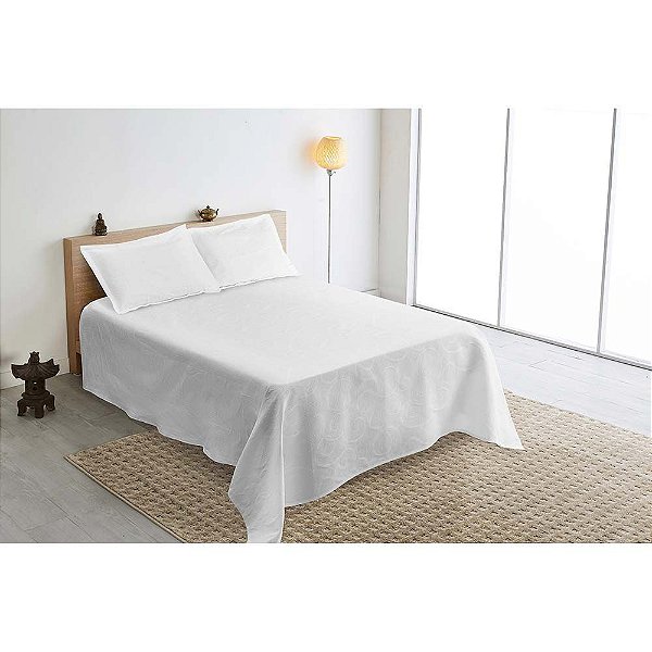 Kit Colcha Solteiro Colony Arabesco 01 Branco - J Serrano
