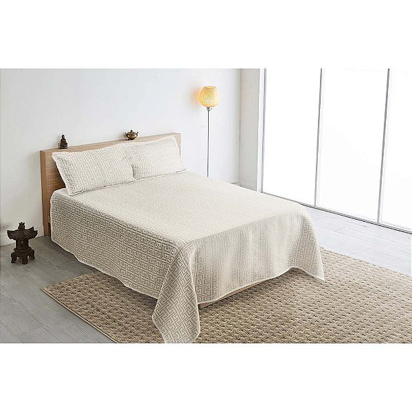 Kit Colcha Casal Queen Mont Blanc Creta 59 Prata - J Serrano