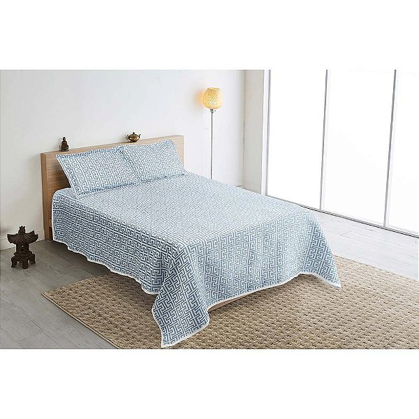Kit Colcha Casal Queen Mont Blanc Creta 21 Azul Claro - J Serrano