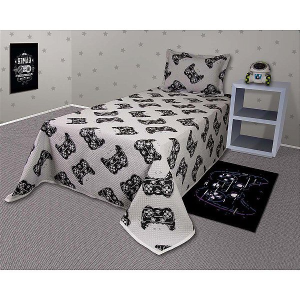 Kit Colcha Infantil Kids Play 50 Preto - J Serrano