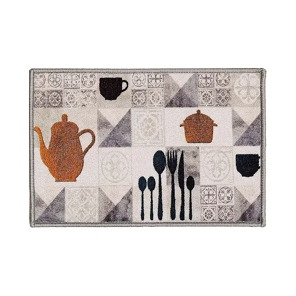 Tapete Cozinha Antiderrapante Clean 23 Bege-Cinza 0,40X0,60M