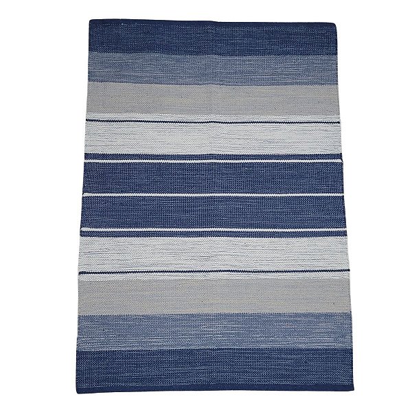 Tapete Indiano Kilim Basar Dupla Face Azul 1,00X1,40M