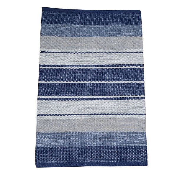 Tapete Indiano Kilim Basar Dupla Face Azul 0,60X0,90M