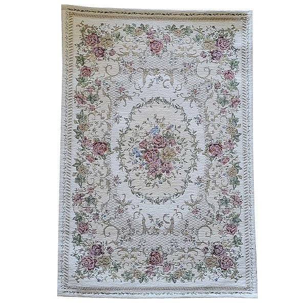 Tapete Antiderrapante Floral Jasmin 02 Bege 0,60X0,90M