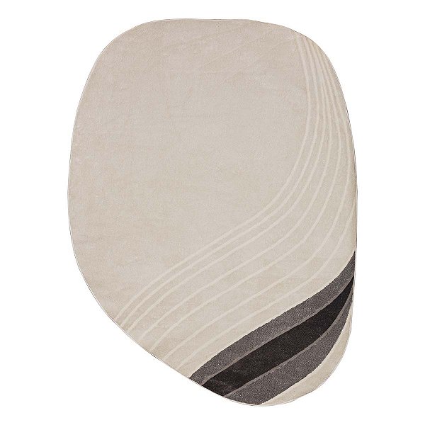 Tapete Sala Turco Waves 06 Bege-Cinza 3,00X4,00M Orgânico Edantex